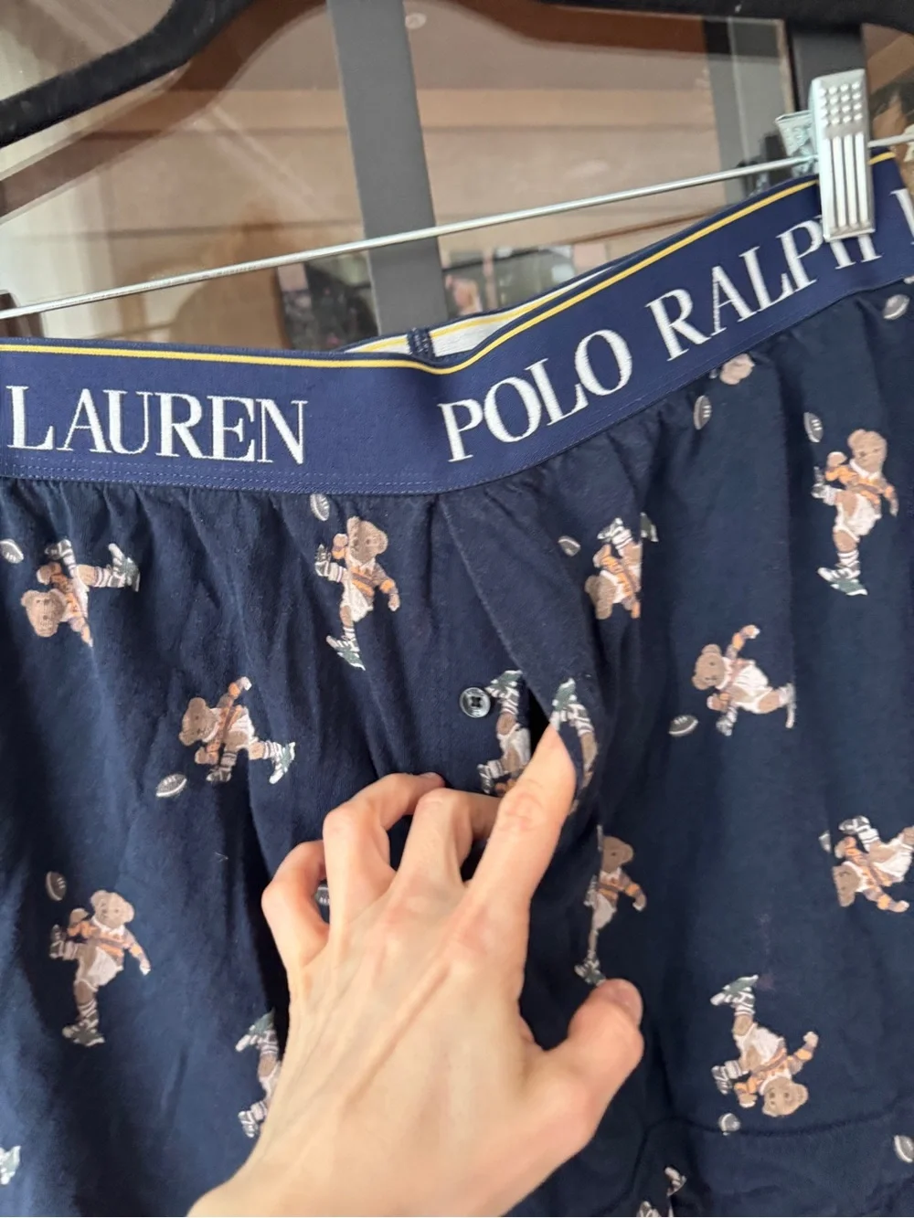 Polo Ralph Lauren teddy bear boxer shorts football navy